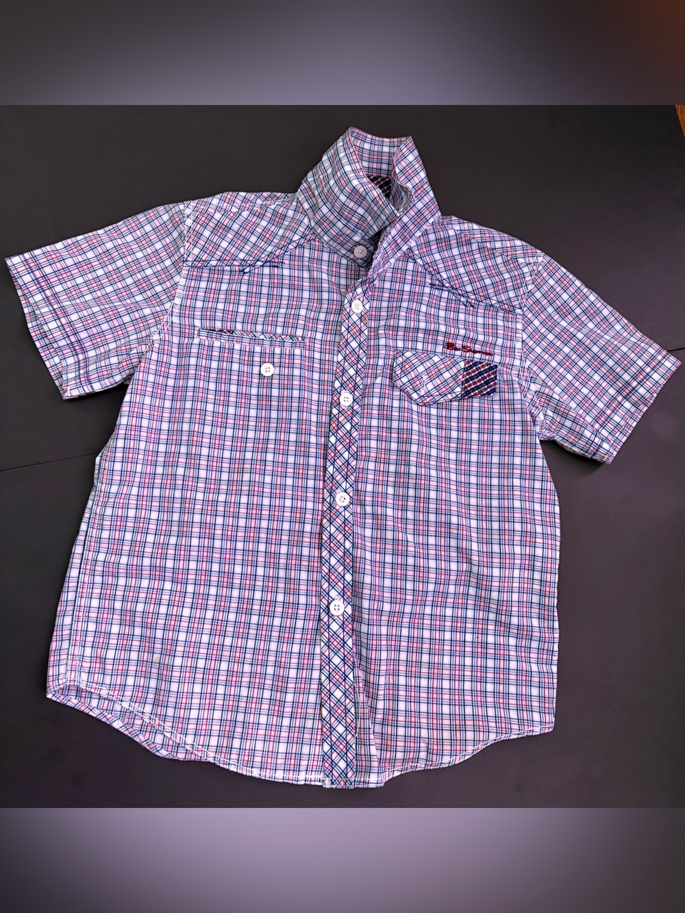 Ben Sherman Red, Blue and White Plaid Button-Up Shirt